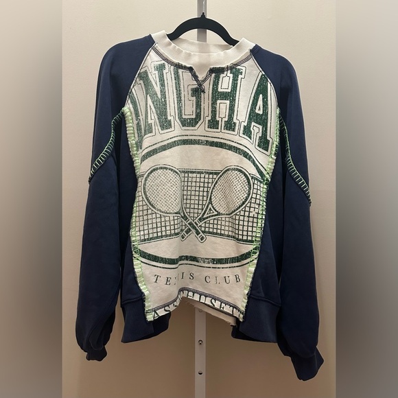 NWT FP Movement Double Header Graphic Crew S Blue  Combo with Pockets - Picture 5 of 12